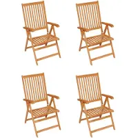 vidaXL Tuinstoelen 4 st met zwarte kussens massief teakhout - Tuinstoel - Tuinstoelen - Tuin Stoel - Tuin Stoelen