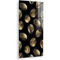 MuchoWow Glasschilderij 20x40 cm - Schilderij acrylglas - Eieren - Goud - Patroon - Foto op glas - Muurdecoratie woonkamer - Wanddecoratie slaapkamer - Schilderijen