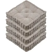 Stof Textile Vloerkussen Ribcord - 4x - taupe - polyester - 45 x 45 x 10 cm - vierkant - Extra dik - extra zitplaatsen - spelen - gamen - relaxen
