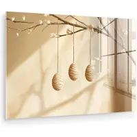 MuchoWow Glasschilderij 180x120 cm - Schilderij acrylglas - Beige - Paastak - Eieren - Foto op glas - Muurdecoratie woonkamer - Wanddecoratie slaapkamer - Schilderijen