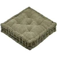 Bachmann Textile Vloerkussen Ribcord - olijfgroen - polyester - 45 x 45 x 10 cm - vierkant - Extra dik - extra zitplaatsen - spelen - gamen - relaxen