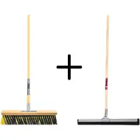 Synx Store Synx Tools Binnenbezem 40cm La Crema + Vloertrekker 60cm met Steel 150cm - Kamerveger – Vloerreiniger – Moppen – Zachte bezem met steel 150cm