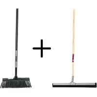 Synx Store Synx Tools Binnenbezem Zwart + Vloertrekker 45cm met Steel 150cm - Kamerveger – Vloerreiniger – Moppen - Zachte bezem met steel 130cm
