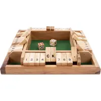 Longfield Shut The Box 4 Spelers – Houten Dobbelspel – Klassiek Gezelschapsspel – Familiespel met Vilt – 2 Dobbelstenen – Engelhart