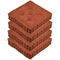 Stof Textile Vloerkussen Ribcord - 4x - terracotta - polyester - 45 x 45 x 10 cm - vierkant - Extra dik - extra zitplaatsen - spelen - gamen - relaxen