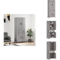 vidaXL Hoge Kast - Hoge Kasten - Hoge Kast Met Lade - Kast - Hoge kast 69-5x34x180 cm bewerkt hout grijs sonoma eikenkleurig