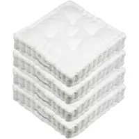 Stof Textile Vloerkussen Ribcord - 4x - wit - polyester - 45 x 45 x 10 cm - vierkant - Extra dik - extra zitplaatsen - spelen - gamen - relaxen