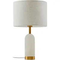 LINDBY Tafellampe , Alabaster, Wit, Woonkamer, Stof, Scandinavisch