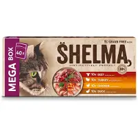 Shelma Kattenvoer Mega box (40x85g) – Graanvrij – Hoog Vleesgehalte
