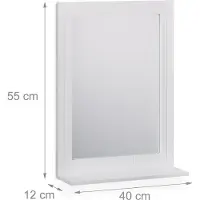 Relaxdays badkamerspiegel met opbergruimte - lijst - modern - 55 x 40 x 12 cm - wandspiegel - wit