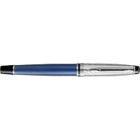 Waterman Expert Deluxe, vulpen, metaalkleurige en blauwe lak met palladium-gecoat detail, fijne penpunt met palladium