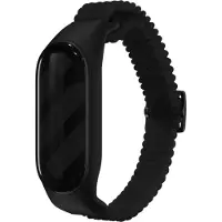 Strap-it Activity tracker bandje - Gevlochten nylon bandje geschikt voor Xiaomi Mi Band 5 / Mi Band 6 / Mi Band 7 - zwart