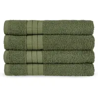Good Morning Badstof Handdoek 100% Katoen 50x100cm - green - Set van 4
