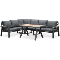 LUX outdoor living Lola dining loungeset 6 personen | aluminium + polywood | antraciet | 3-delig - 288x220cm