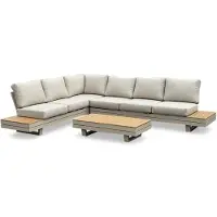 LUX outdoor living Vegas lounge hoekbank tuin-links 6 personen | aluminium + polywood | beige | 4-delig - 311x230cm
