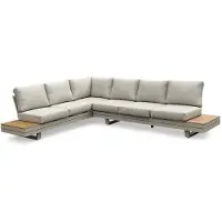 LUX outdoor living Vegas lounge hoekbank tuin-links 6 personen | aluminium + polywood | beige | 4-delig - 311x230cm