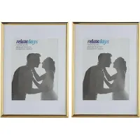 Relaxdays fotolijst a4 - 2 stuks - fotokader - wissellijsten met passe partout - voor muur - goud