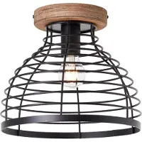 Brilliant Avia - Plafondlamp - E27 max 1x40W - Zwart/Houtkleur
