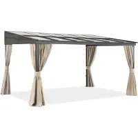 Garden Point Aluminium terrasoverkapping 3 x 4 m Tarragona met beige gordijnen