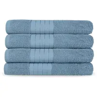 Good Morning Badstof Handdoek 100% Katoen 50x100cm - blue - Set van 4