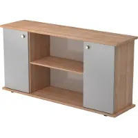 Hjh OFFICE PRO KAPA SB | Dressoir | met deuren - Walnoot/Zilver met knop Sideboard