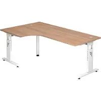 Hjh OFFICE PRO MEGA 82 W - Hout C Voet zilver 200 x 120 Tafelhoogte I In hoogte verstelbaar Walnoot/Wit