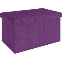 Intirilife Opvouwbare bank 49x30x30 cm in NEBEL LILA - Zitkubus met opbergruimte en deksel van stof met holtes - Zitkubus voetensteun opbergbox kist zitkruk
