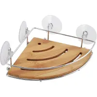 Spirella MSV doucherek - hoek-model - bamboe hout - metaal - 20 x 20 cm - Douche- en badrekjes