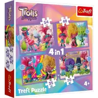 Trefl Trolls Avonturen, een kleurrijk spel met 54 stukjes, gebaseerd op de animatiefilms, geschikt voor kinderen vanaf 4 jaar