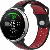 Strap-it Ademend siliconen sport bandje - geschikt voor Polar Unite / Ignite / Ignite 2 / Ignite 3 / Pacer - zwart/rood