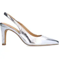 Manfield Zilverkleurige leren slingbacks | Maat 39