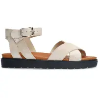 Manfield Beige suède sandalen | Maat 40
