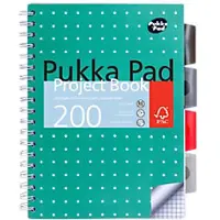 Pukka Pad Pukka Metallic Collegeblok B5 Geruit Dubbeldraads Zijgebonden PP (Polypropeen) Harde rug Groen Niet geperforeerd 200 Pagina's 3 stuks à 200 vellen