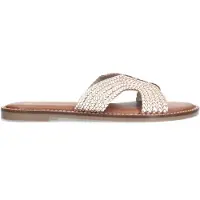 Manfield Goudkleurige leren slippers | Maat 40