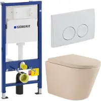 Geberit QeramiQ Dely Toiletset - UP100 inbouwreservoir - witte bedieningsplaat - softclose toilet zitting - 35mm - mat beige SW1000764/SW1000771/SW730486/SW1237473