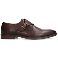Manfield Bruine leren gespschoenen | Maat 43