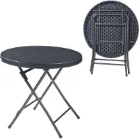 En.casa Klaptafel Mark tuintafel Ø80x74 cm rond rotan look zwart []
