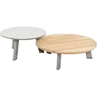 4 Seasons Outdoor Emma set loungetafels 65 cm rond en 80 cm rond ceramic teak cloud