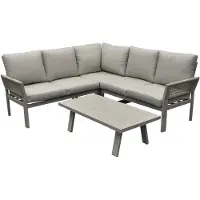 AVH-Collectie Saigon hoek loungeset 4 delig latte zand aluminium