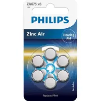 Philips - knoopcelbatterijen - 6x stuks - gehoorapparaat - ZA675B6A/00