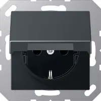 JUNG JG SCHUKO stopcontact A1520BFKLANM, klapdeksel, breekvaste uitvoering, serie antraciet, mat