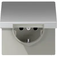 JUNG AL 1520 KIKL stopcontact met klapdeksel en verhoogde bescherming tegen aanraking, aluminium, LS990
