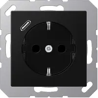 JUNG SCHUKO stopcontact met USB, type A1520-18CSWM, grafietzwart, mat