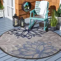 Muratap Binnen en buiten rond vloerkleed floral outdoor laagpolig tapijt 200 cm rond