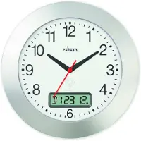 Peweta Radiografische wandklok "de elegante", Ø 300 mm met datum, zilver