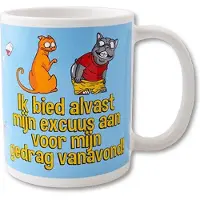 Paper Dreams Funny Mugs 19- Gedrag Vanavond Wit wit aardewerk Beker