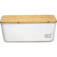 Just Vegan Just Vegan, Broodtrommel – Brooddoos met snijplank - Brood Bewaar Opberg Box - Broodopslag Vershouddoos - Wit