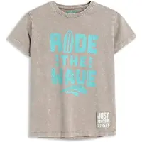 4PRESIDENT T-shirt beige Jongens Stretchkatoen Ronde hals Printopdruk - maat 92