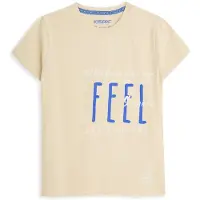 4PRESIDENT T-shirt beige Jongens Stretchkatoen Ronde hals Tekst - maat 164