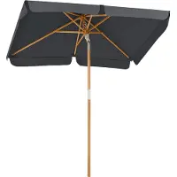 Hoppa! Balkonparasol, 200 x 125 cm, rechthoekige balkonparasol, bescherming tegen de zon tot UPF 50+, parasolstok, houten parasol baleinen, buigbaar, zonder standaard, tuin, buiten, grijs
